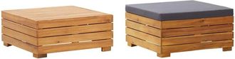 vidaXL Mesa De Jardin Y Reposapi&eacute;s Con Cojin Y De Madera Maciza Acacia Vidaxl