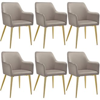 TecTake Dining Chair Avane Set Of 6 - Taupe | Size: 6 Pack