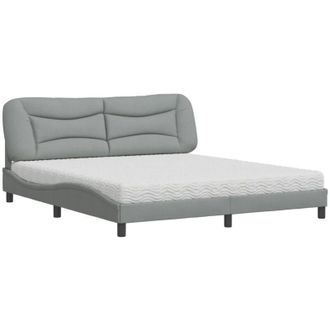 vidaXL Cama Con Colch&oacute;n Hvar De Tela Gris Claro 180x200 Cm Vidaxl