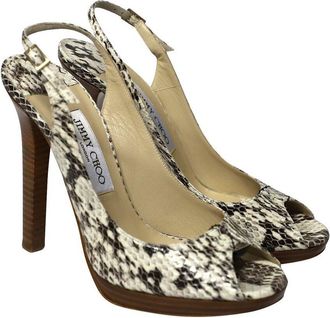 Jimmy Choo London Womens Leather Peep-Toe Slingback Heel, Never Worn (Authentic Pre- Loved)