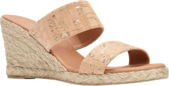 Andr&eacute; Assous Nolita Cork Espadrille Platform Wedge Slide Sandal in Natural at Nordstrom, Size 10