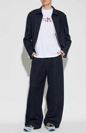 Marni T-shirt With A Logo And Velvet Finish, Mens, White