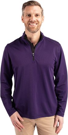 Cutter & Buck Virtue Eco Pique Micro Stripe Recycled Mens Quarter Zip