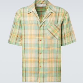 God's True Cashmere Moss plaid linen shirt with carnelian