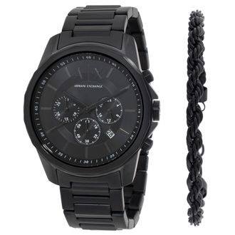 A|X Armani Exchange Chronograph Quartz Black Dial Mens Watch Gift Set AX7163SET