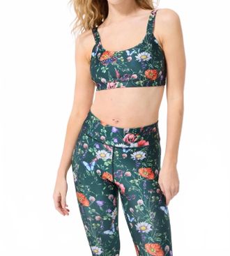 Terez Butterfly Floral Scoop Neck Bra In Green
