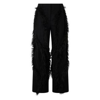 Alberta Ferretti Broeken, Dames, Zwart, S, Wol, Broek met moderne inzetten