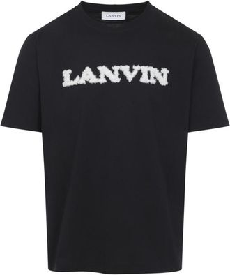 Lanvin Black Crewneck Logo Embellished T-Shirt