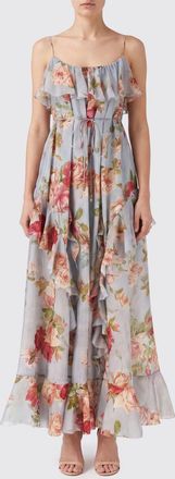 Zimmermann Abito lungo Roselight in seta con stampa floreale e spalle scoperte