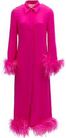 Valentino Garavani Pink Feather Hem Womens Dress