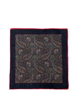 TIMOTHY EVEREST Navy and Grey Paisley Pocket Square