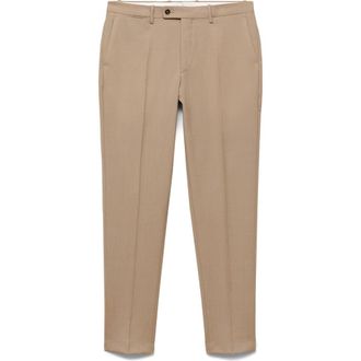Mango Turin Virgin Slim Fit Wool Pants in Beige at Nordstrom, Size 34