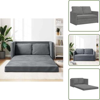 vidaXL Divano pieghevole - vidaXL Divano Letto da Terra 2 in 1 Grigio Scuro 122x204x55 cm Velluto - Letto pieghevole