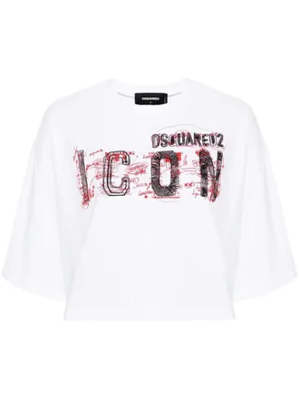 Dsquared2 Icon Scribble cotton T-shirt - women - Cotton - S - White