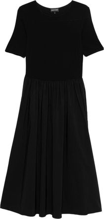 Emporio Armani Womens A-Line Skirt Short Sleeves Round Neck Midi Dress