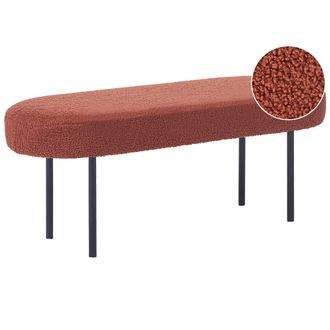 Beliani Banco Tapizado De Boucl&eacute; Ovalado Patas De Metal Estilo R&uacute;stico Retro Marr&oacute;n Dorado Wolfeboro