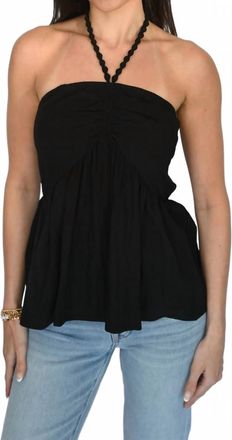 Vava Pom-Pom Tube Halter Top In Black