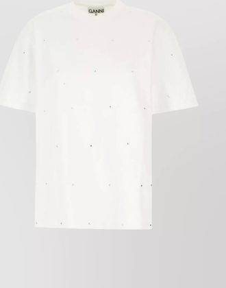 Ganni cotton t-shirt rhinestone embellishments