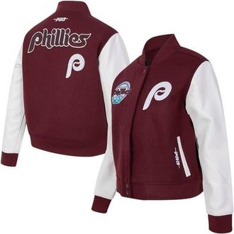 Pro Standard Womens Pro Standard Burgundy Philadelphia Phillies Game Day Classics Wool Varsity Jacket at Nordstrom, Size Xx-Large