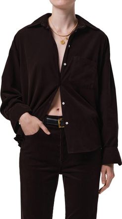 Citizens Of Humanity Kayla Oversize Corduroy Button-Up Shirt in Barrister Dark Brown at Nordstrom, Size X-Large