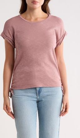 Bobeau Shirred Side Tie T-Shirt in Rose Brown at Nordstrom Rack, Size X-Small
