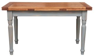 Biscottini International Biscottini - Mesa Extensible De Estilo Country De Madera Maciza De Tilo Armaz&oacute;n Gris Envejecido Plan Acabado Con Efecto Natural