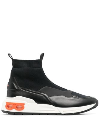 Ferragamo Gancini Sock high-top sneakers - men - Calf Leather/Calf Leather/Rubber/Fabric/Fabric - 5.5 - Black