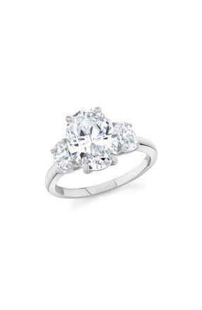 Crislu Cubic Zirconia Three-Stone Ring in Pure Platinum /Clear Stone at Nordstrom, Size 6