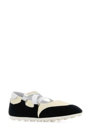 Marni Womens Two-Tone Suede And Fabric Ballerinas Lilywhiteblack Ballerine Flat Shoes