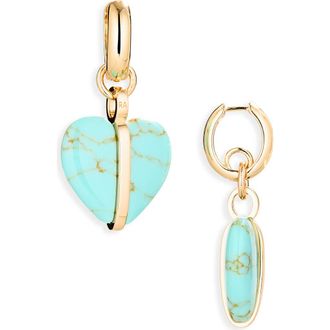 Roxanne Assoulin Heart Charm Drop Earrings in Gold/Turquoise at Nordstrom