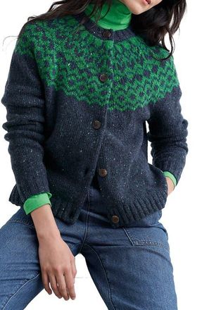 Seasalt Cornwall Port Kinnis Fair Isle Merino Wool Blend Cardigan in Wag Tail Maritime Hedgerow at Nordstrom, Size 12 Us