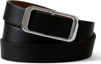 Lands End Faux Leather Classic Skinny Belt Set in Black/cognac at Nordstrom, Size X-Large