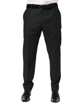 Dolce & Gabbana Cotton Pinstriped Trousers - Black