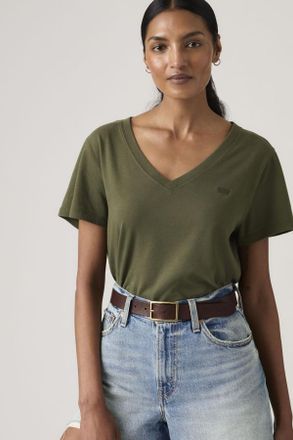 Levi's Camiseta de algod&oacute;n con cuello de pico Favorite - Mujer - XS - Verde / Deep Depths