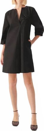 Exquise Tatum Beaded Bird Dress In Black