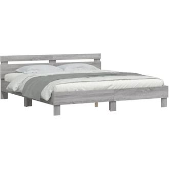 vidaXL Vidaxl - Estructura De Cama Cabecero Y Luces Led Gris Sonoma 160x200 Cm
