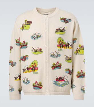Bode Beaded Camp wool and cotton cardigan