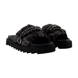 Toga Archives Womens Leather Padded Sandal Black Calfskin