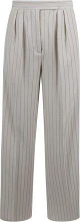 Max Mara Wide-leg pinstripe piqu&eacute; jersey broek - Dames - Wijde Broeken - Beige - 2XS - Broeken