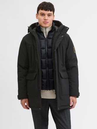 Jack & Jones Parka JACK & JONES JJFINN SOFTSHELL PARKA, Herren, Gr. M, schwarz, Web, Obermaterial: 100% Polyester, unifarben, regular fit normal, Jacken Parka