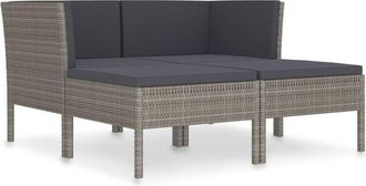 vidaXL Set De Muebles De Jard&iacute;n 4 Pzas Y Cojines Rat&aacute;n Sint&eacute;tico Gris Vidaxl