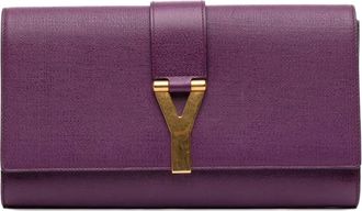 Saint Laurent 2000-2025 Textured Leather Chyc Ligne clutch bag - Purple