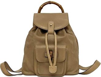 Gucci Beige Leather Bamboo Backpack (Pre-Owned)