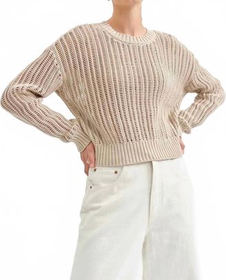 Daze Seaside Open-Knit Sweater In Beige
