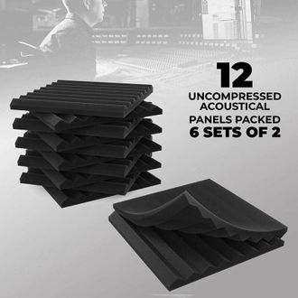 OEM Paquete De 12 Paneles Ac&uacute;sticos De 8 Ranuras, 1 X 12 X 12 Pulgadas, Cu&ntilde;as De Insonorizaci&oacute;n De Espuma Ac&uacute;stica Para Estudio, Paneles Resistentes Al Fu