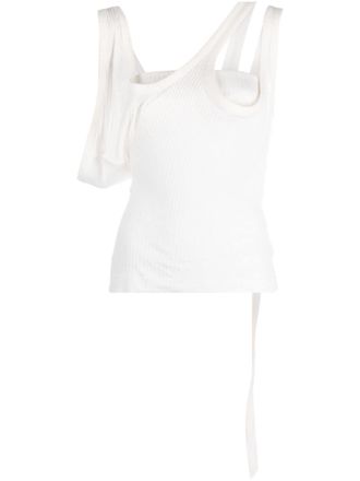 The Attico asymmetric ribbed top - White