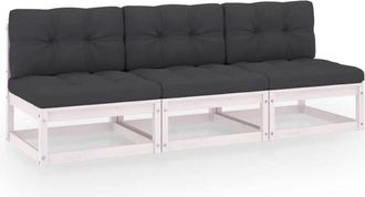 vidaXL Sof&aacute; De Jard&iacute;n 3 Plazas Con Cojines Madera Maciza De Pino Vidaxl