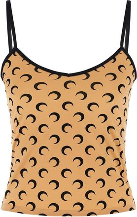 Marine Serre Beige Printed Scoop Neck Top