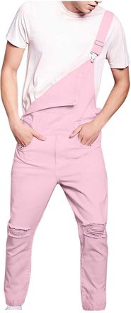 Generic Mens Dungarees Slim Fit Denim Dungarees Bib and Brace Overalls with Pockets Skinny Work Overalls Stretch Utility Workwear Smart Casual Jumpsuit for Me