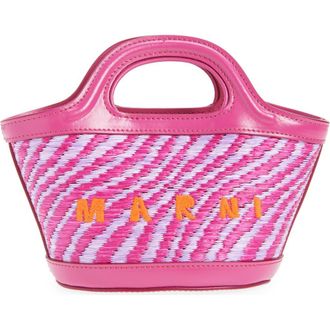 Marni Micro Tropicalia Logo Woven Bag in Cassis at Nordstrom